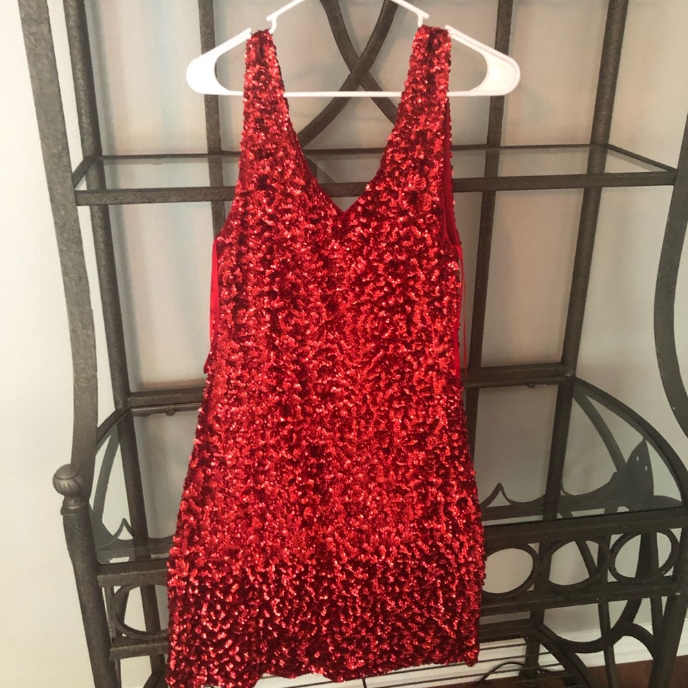 Red sequin dress